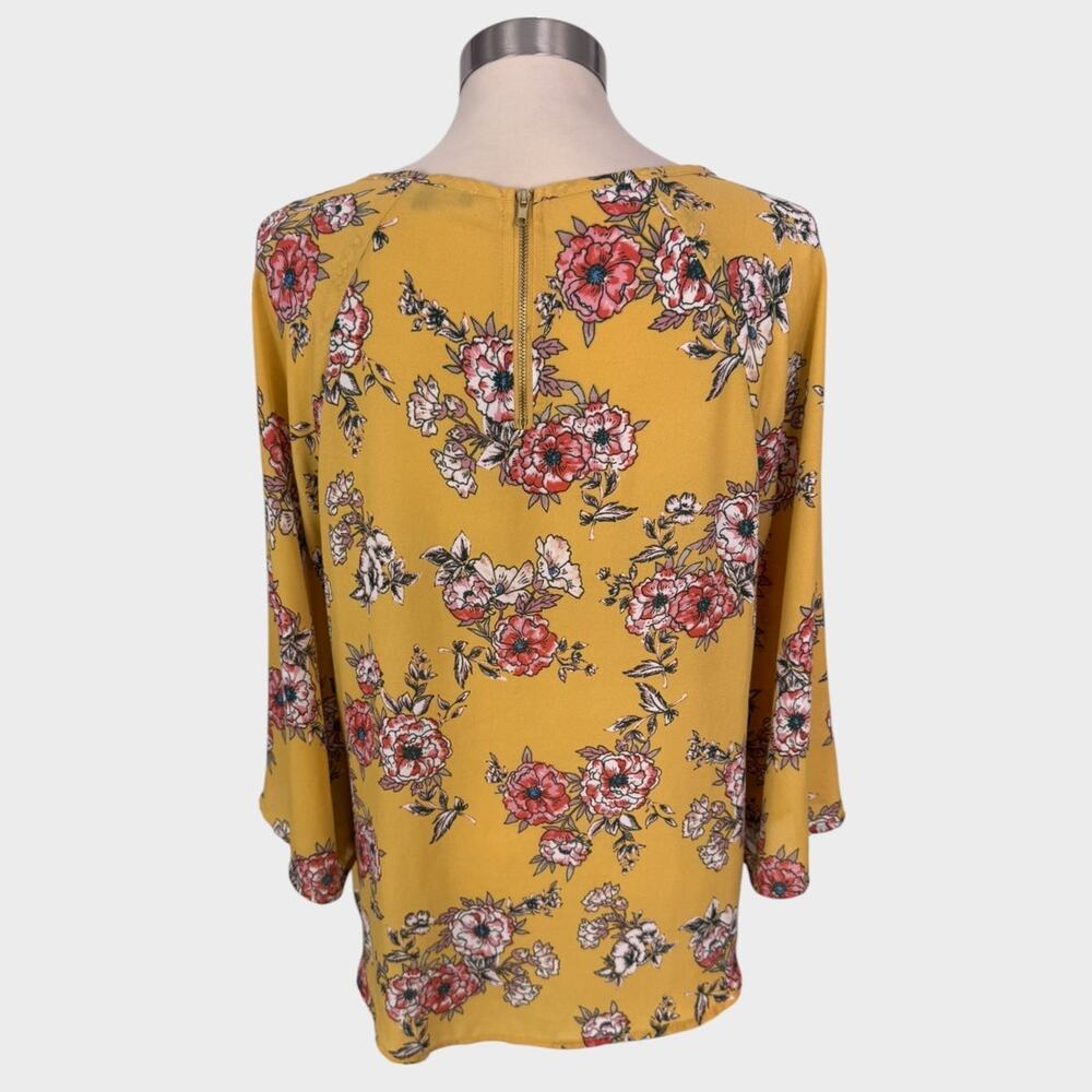 Papermoon Womens Medium Yellow Floral Blouse Bell Sleeve - Picture 5 of 7